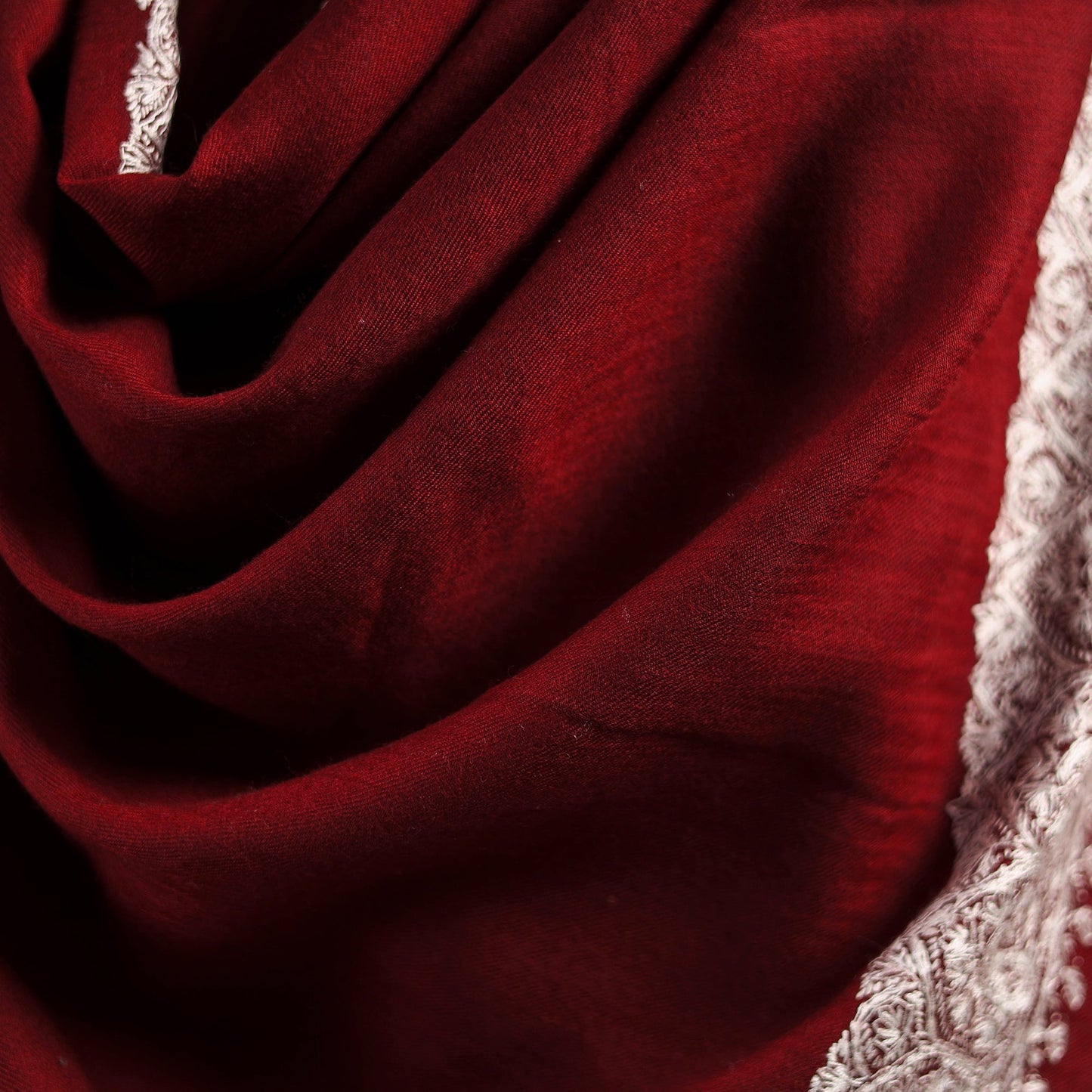 Maroon - sozni hand embroidery merino wool handwoven