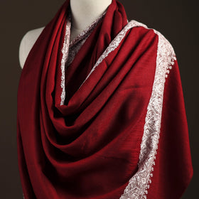 Maroon - sozni hand embroidery merino wool handwoven