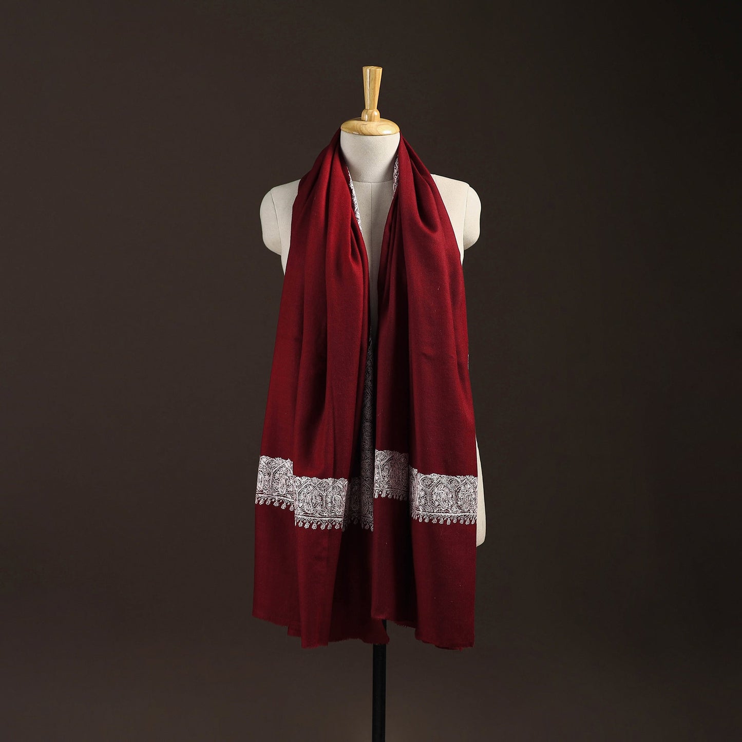 Maroon - sozni hand embroidery merino wool handwoven