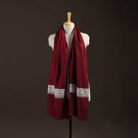 Maroon - sozni hand embroidery merino wool handwoven