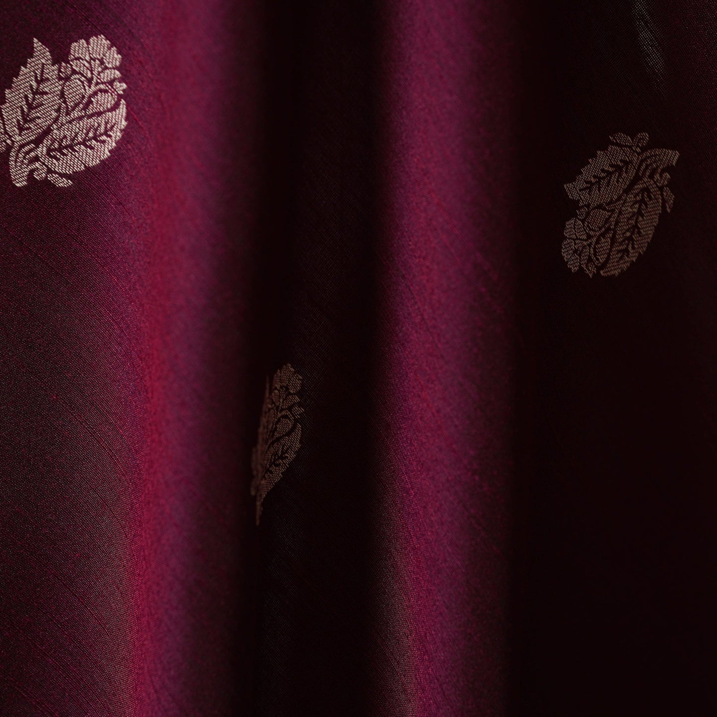 Maroon - spun dupion viscose silk thread buta fabric 04