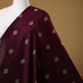 Maroon - spun dupion viscose silk thread buta fabric 04