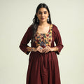 Maroon - srikalahasti kalamkari patchwork plain linen