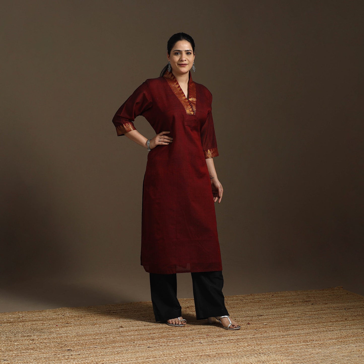 Straight cotton dharwad kurta 01 - handcrafted