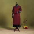 Maroon - straight cotton dharwad kurta 09 - handcrafted