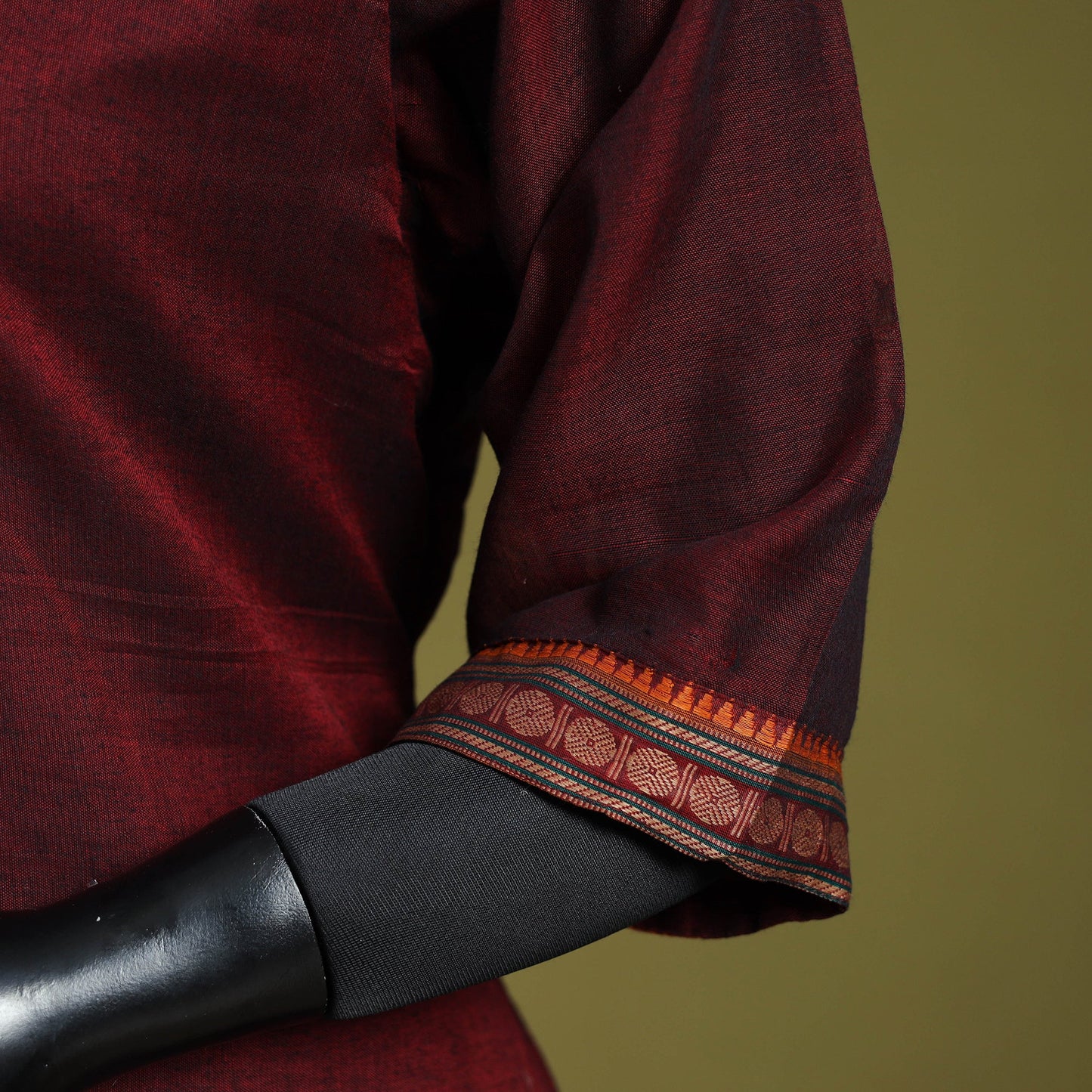 Maroon - straight cotton dharwad kurta 09 - handcrafted