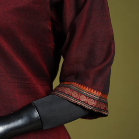 Maroon - straight cotton dharwad kurta 09 - handcrafted