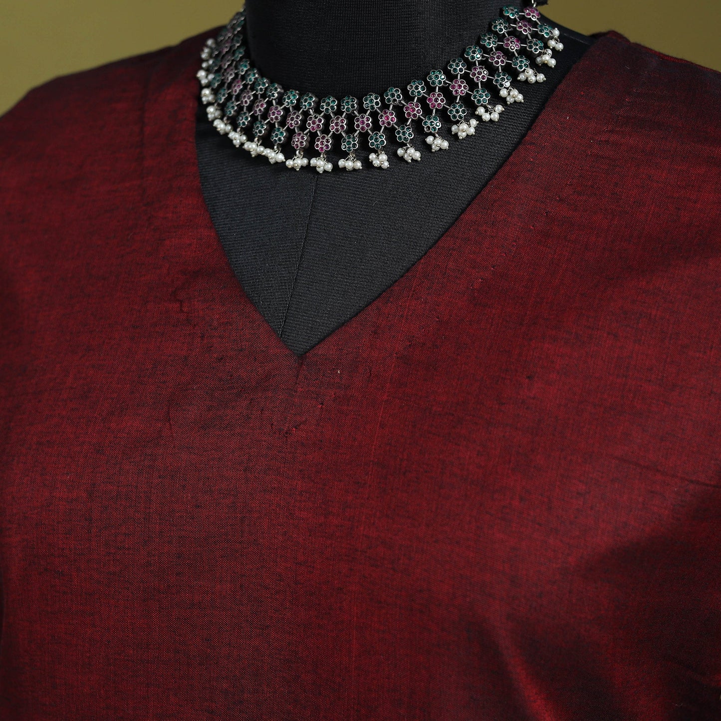 Maroon - straight cotton dharwad kurta 09 - handcrafted