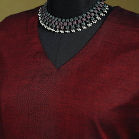 Maroon - straight cotton dharwad kurta 09 - handcrafted