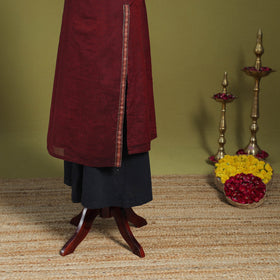 Maroon - straight cotton dharwad kurta 09 - handcrafted