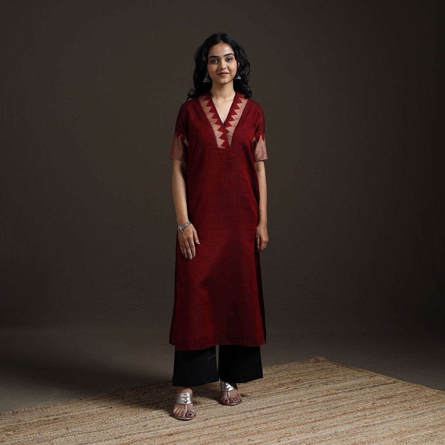 Straight cotton dharwad kurta for women 04 - handcrafted