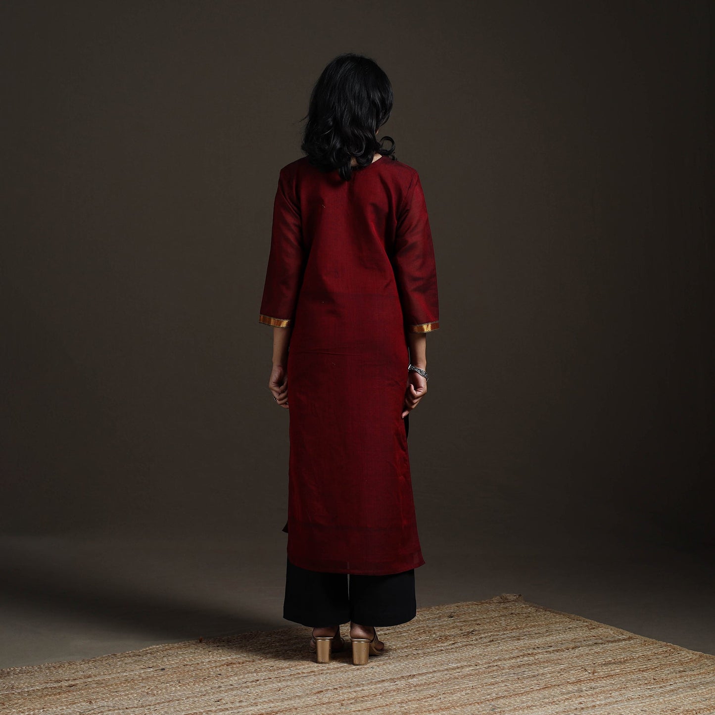 Straight cotton dharwad kurta for women 18 - handcrafted