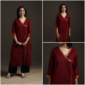Straight cotton dharwad kurta for women 21 - handcrafted