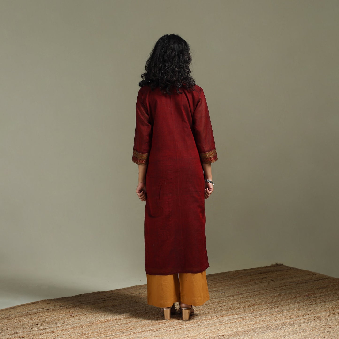 Straight cotton dharwad kurta for women 30 - handcrafted