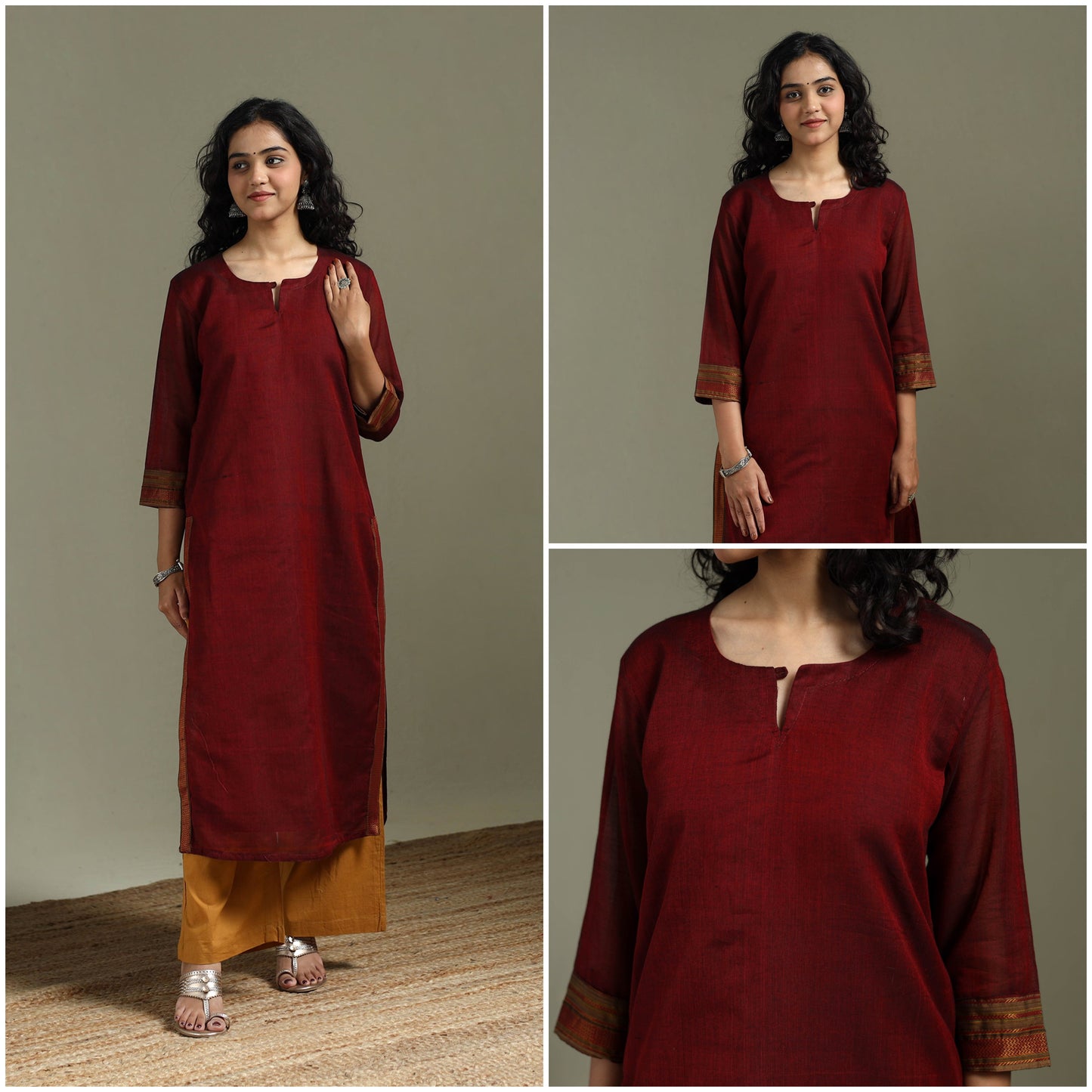 Straight cotton dharwad kurta for women 30 - handcrafted