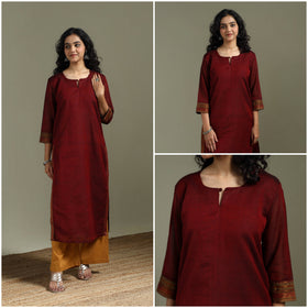 Straight cotton dharwad kurta for women 30 - handcrafted
