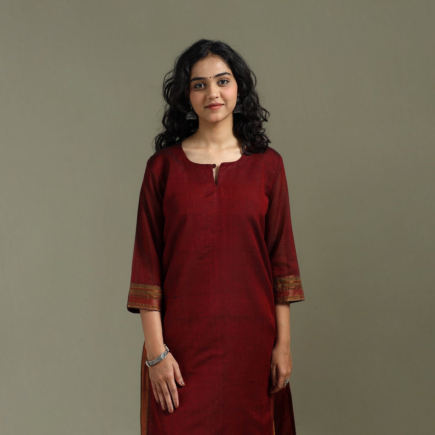 Straight cotton dharwad kurta for women 30 - handcrafted