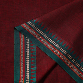 Maroon - thread border dharwad cotton fabric 18