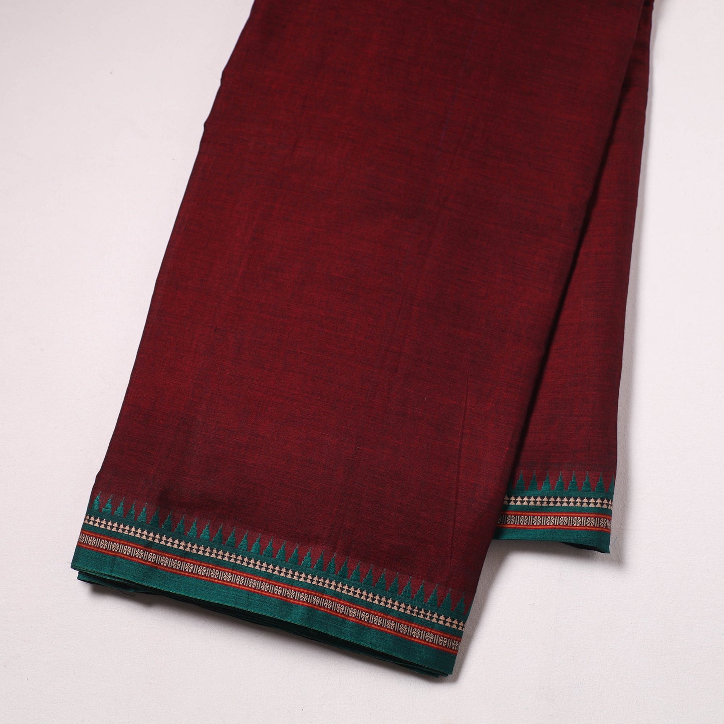 Maroon - thread border dharwad cotton fabric 18
