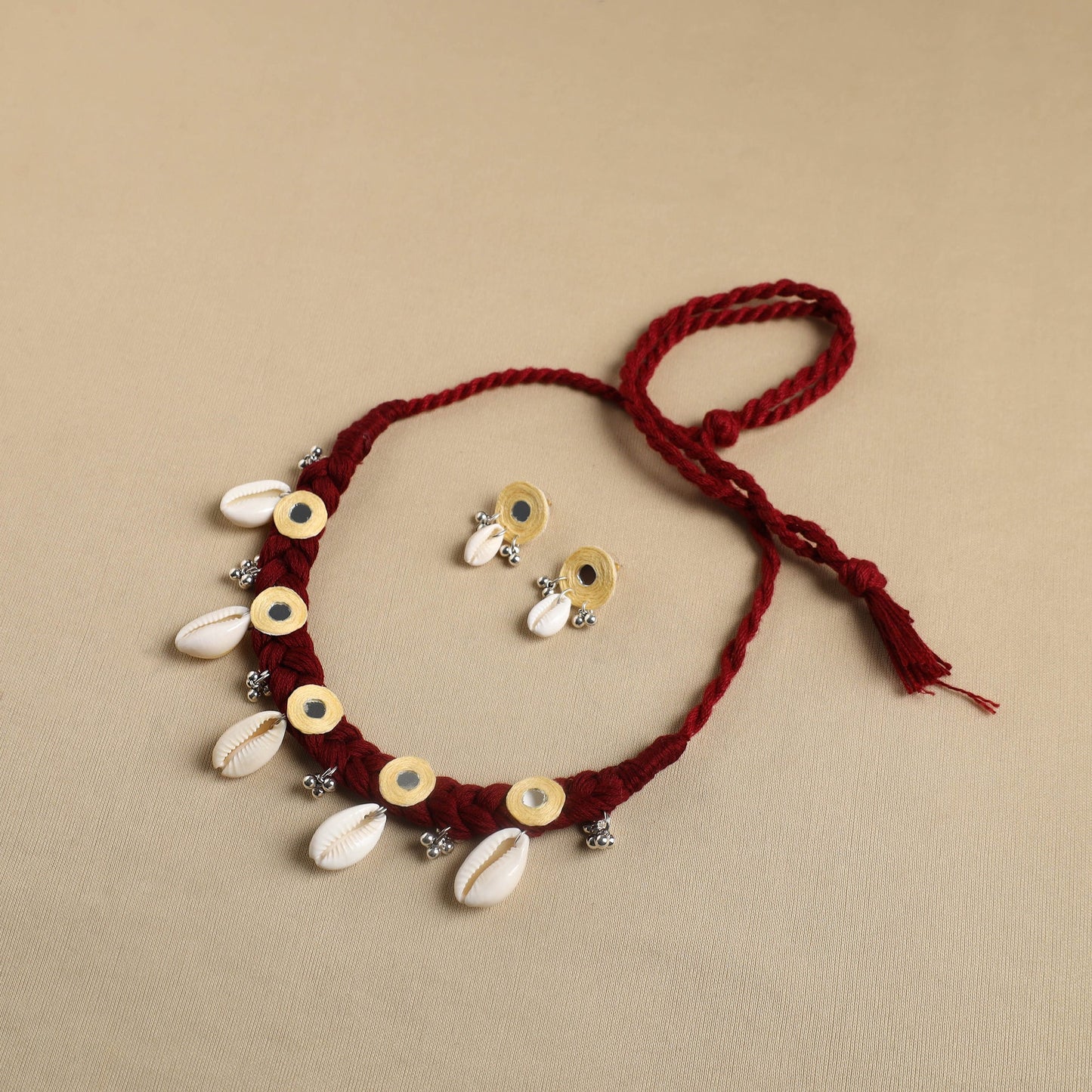 Thread Braided Shell Choker Necklace Set