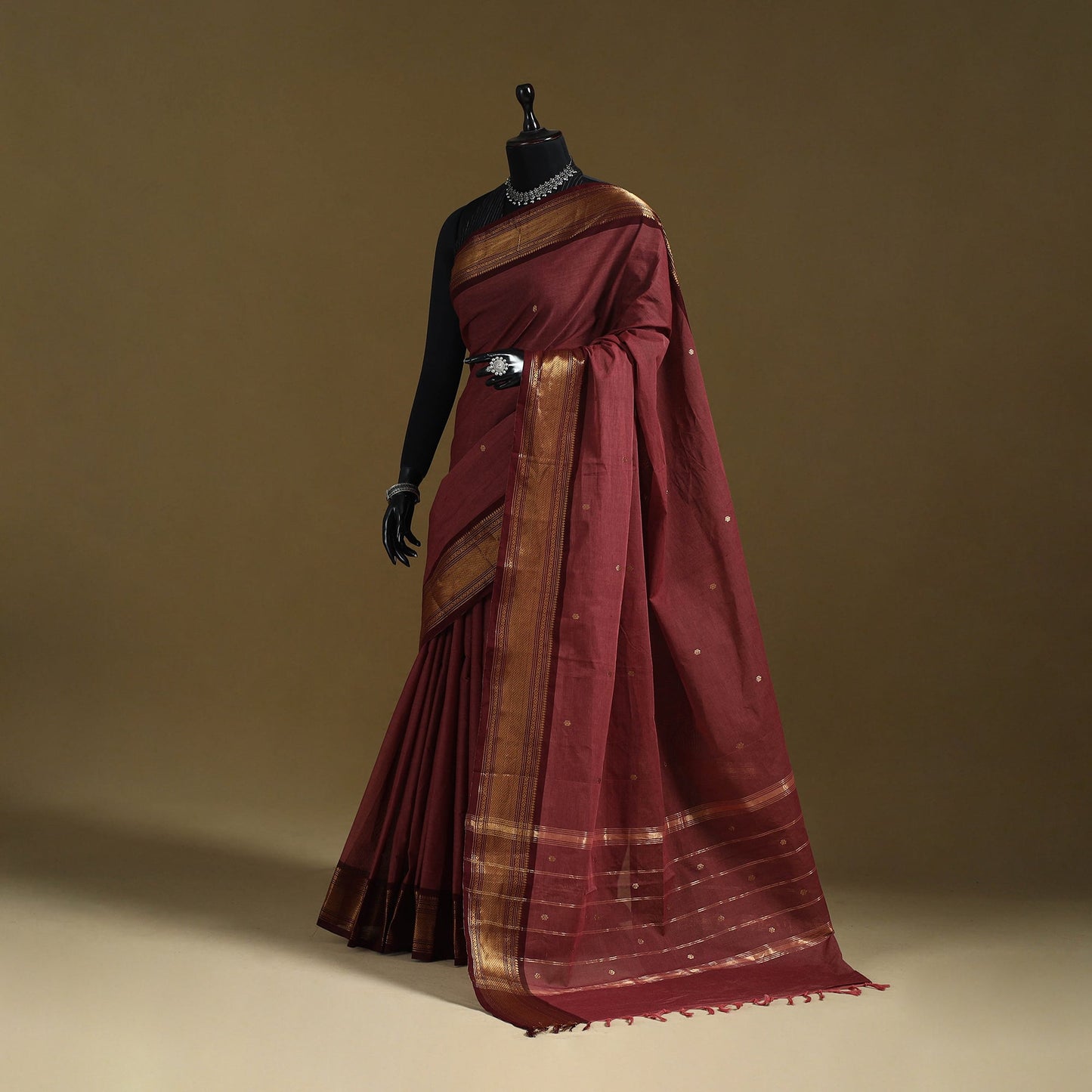 Thread buti cotton kanchipuram saree with border 01