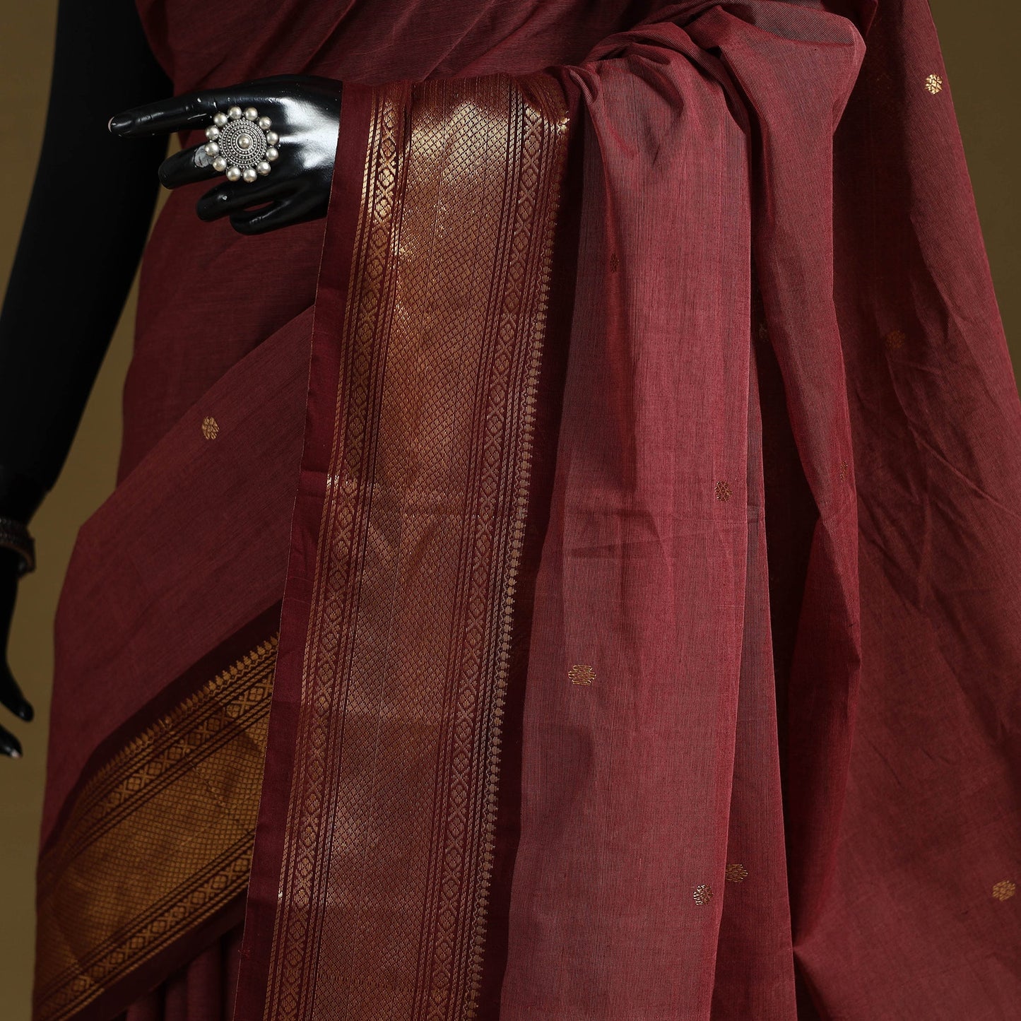 Thread buti cotton kanchipuram saree with border 01