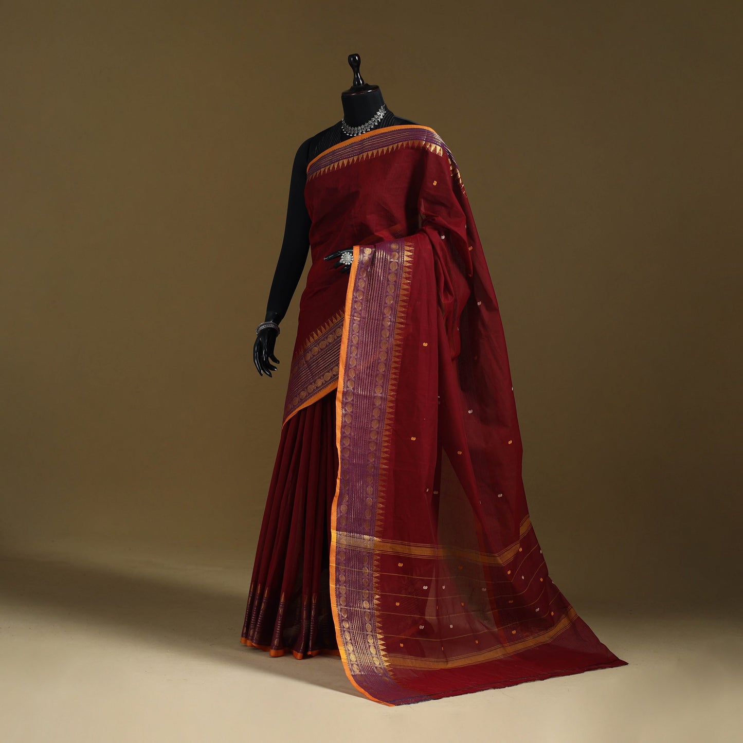 Thread buti cotton kanchipuram saree with border 30