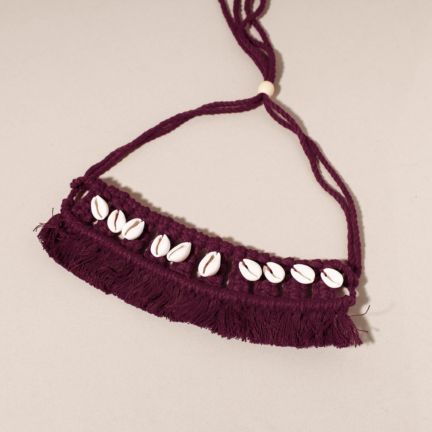  Thread & Seashell Work Handmade Macrame Choker Necklace 