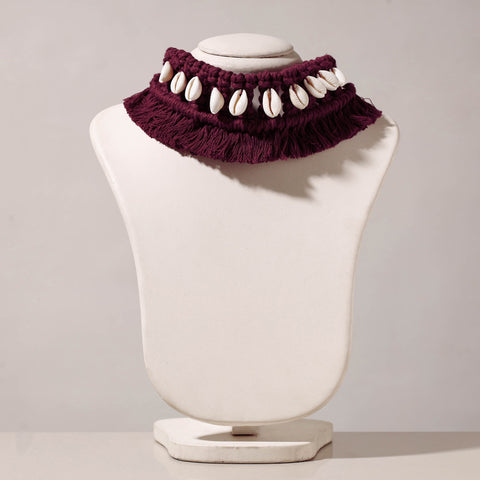  Thread & Seashell Work Handmade Macrame Choker Necklace 