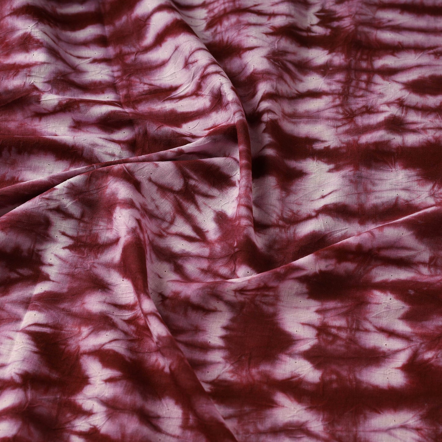 Buy Maroon Tie-Dye Cotton Shibori Fabric Online