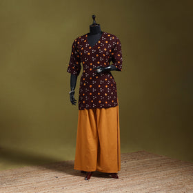 Maroon - tie-dye cotton short bandhani kurta 01