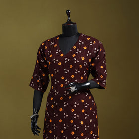 Maroon - tie-dye cotton short bandhani kurta 01