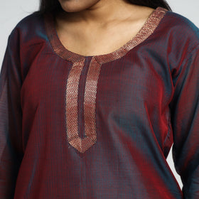 Buy Traditional Maheshwari Handloom Silk Cotton Checks Kurta with Dupatta Set Online at iTokri.com