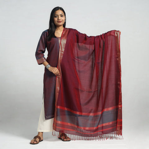 Buy Traditional Maheshwari Handloom Silk Cotton Checks Kurta with Dupatta Set Online at iTokri.com