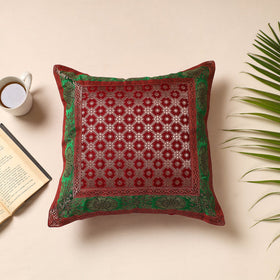 Maroon Traditional Pure Banarasi Silk Handwoven Zari Cushion Cover