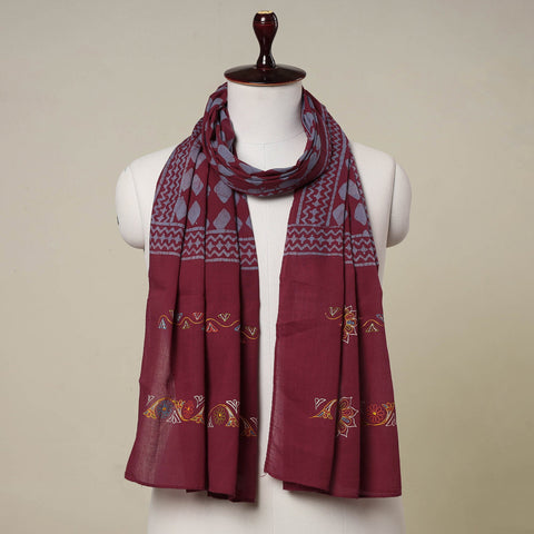  Traditional Rogan Art Hand Painted Batik Cotton Stole 