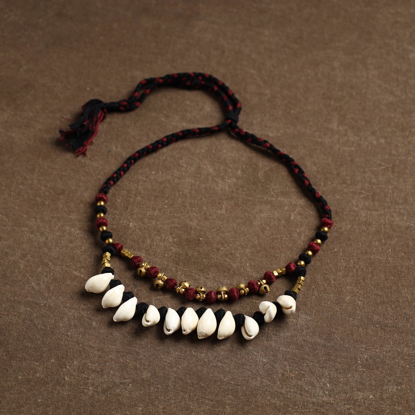 Maroon - tribal odisha dokra threadwork handmade necklace