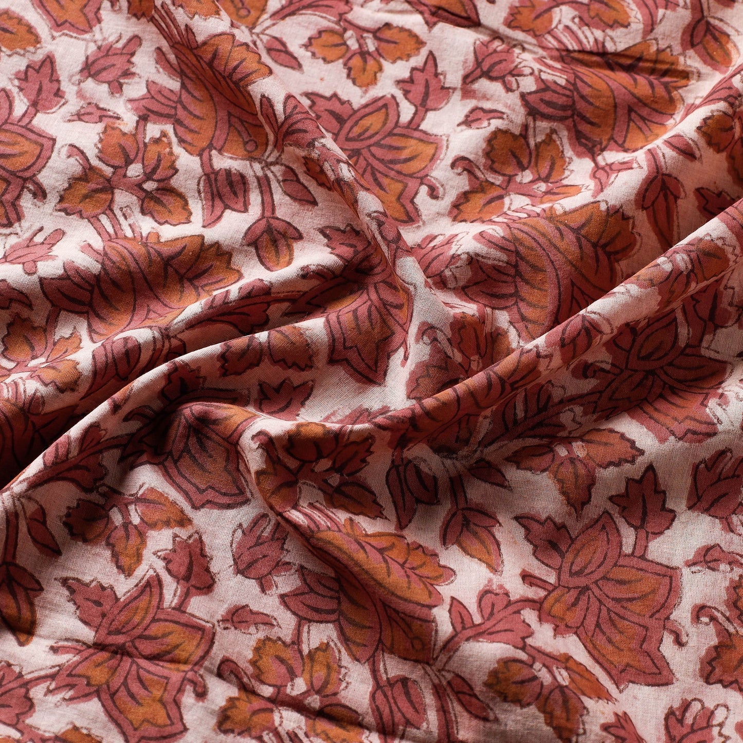 Maroon - Vanaspati Bagru Block Print Cotton Fabric