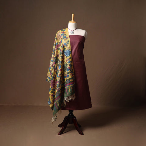 Vidarbha tussar x muga silk handloom plain 2pc unstitched