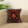 Maroon - wool thread crewel embroidery cushion cover (16 x