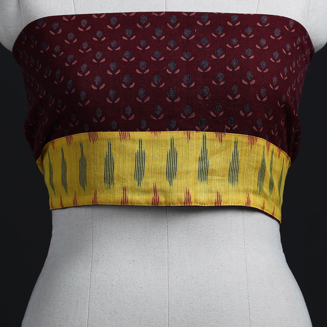 Buy Maroon Block Print Woollen Ajrakh Blouse Piece 