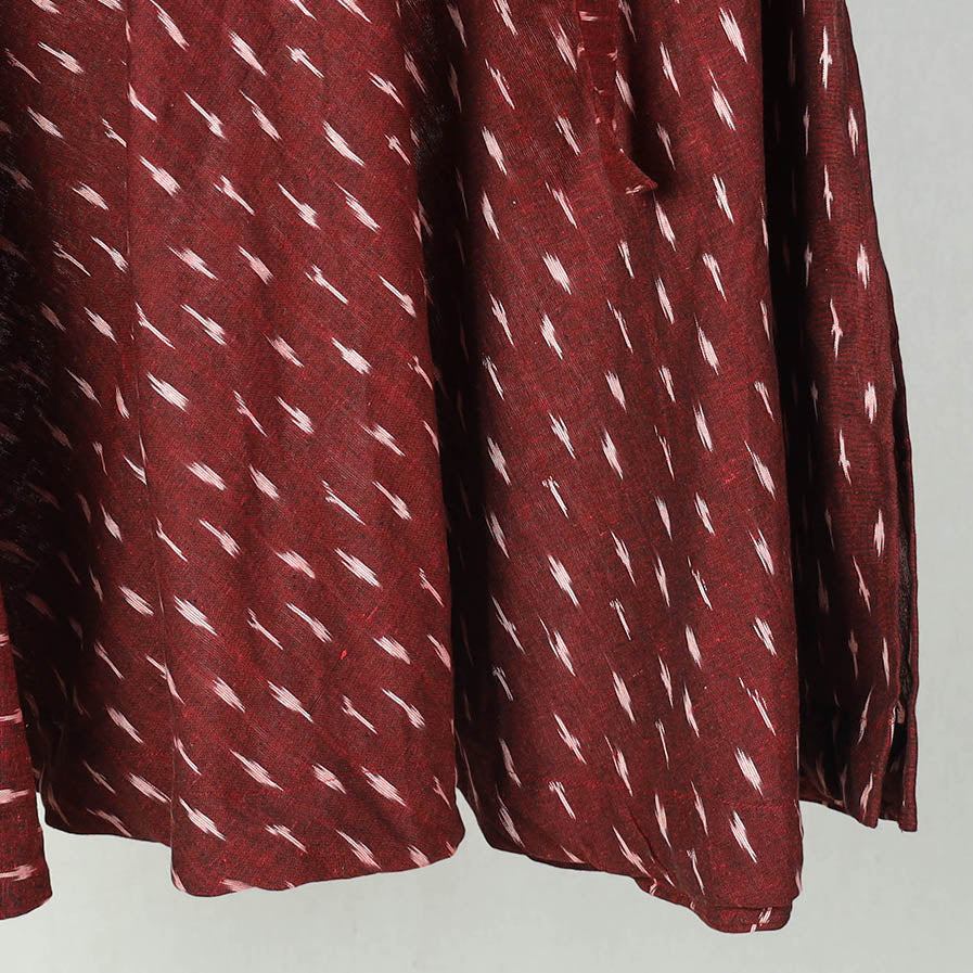 Maroon Wrap Around Cotton Pochampally Ikat Skirt 