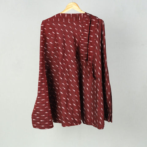 Maroon Wrap Around Cotton Pochampally Ikat Skirt 