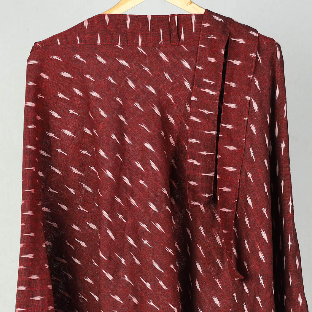 Maroon Wrap Around Cotton Pochampally Ikat Skirt 