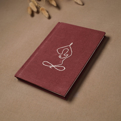 Yoga hand embroidered fabric cover handmade paper journal