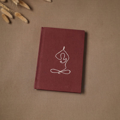 Yoga hand embroidered fabric cover handmade paper journal