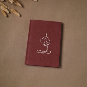 Yoga hand embroidered fabric cover handmade paper journal
