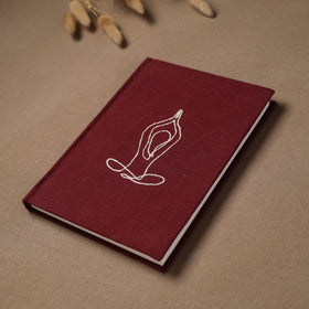 Yoga hand embroidered fabric cover handmade paper journal