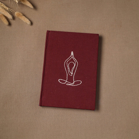 Yoga hand embroidered fabric cover handmade paper journal