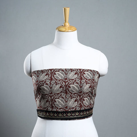Buy Zardozi Hand Embroidered Kalamkari Cotton Blouse Piece 21 